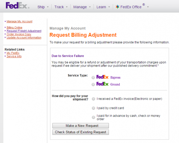 Billing Adjustment Online